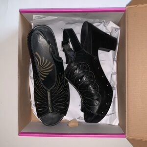 Dansko Rowena Clog Sandals Black Size 37 US Size 7